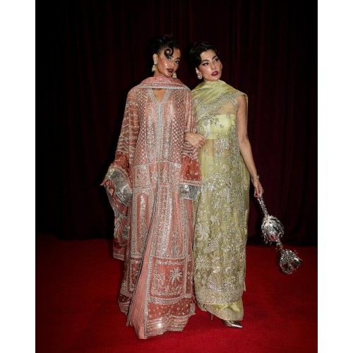 Peach and Apricot Marsh Jacket with Sharara Peach and Apricot Marsh Jacket with Sharara