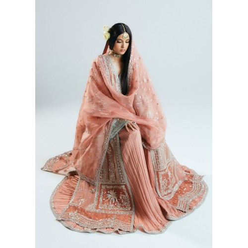 Peach and Apricot Marsh Jacket with Sharara Peach and Apricot Marsh Jacket with Sharara