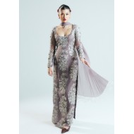 Heliotrope Gray Marsh Long Shirt and Chooridar Pajama Heliotrope Gray Marsh Long Shirt and Chooridar Pajama