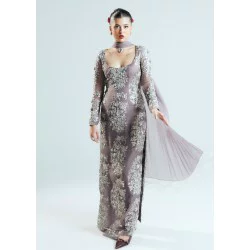 Heliotrope Gray Marsh Long Shirt and Chooridar Pajama