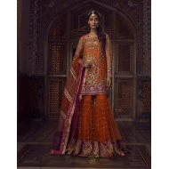 Burnt Orange Julia Gharara for Mehndi Mayun