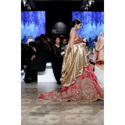 Red Snapdragon Velvet Lehenga