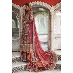 Dark Burgundy Snapdragon Pishwas and Farshi Lehenga