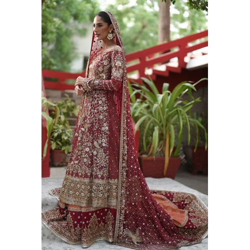 Dark Burgundy Snapdragon Pishwas and Farshi Lehenga