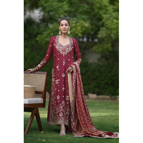 Antique Ruby Snapdragon Shalwar Kameez Suit