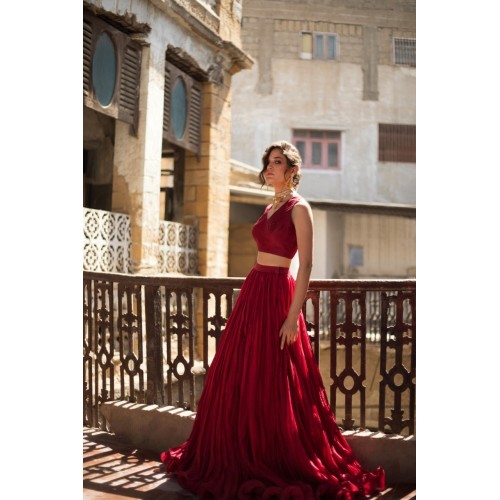 Barn Red Snapdragon Lehenga Choli