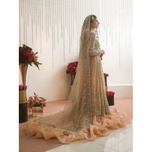 Champagne Snapdragon Kalidaar Pishwas and Lehenga