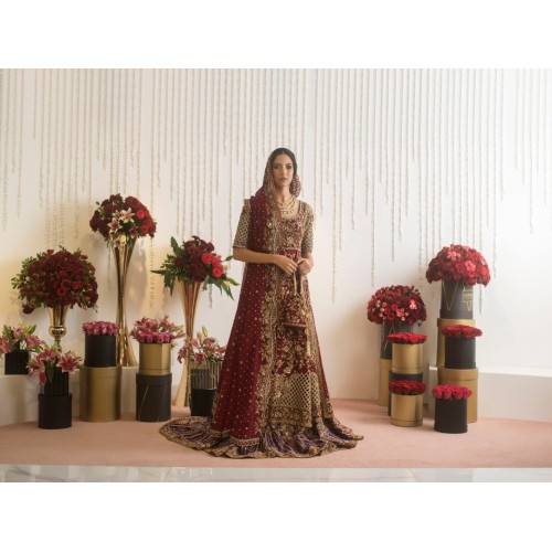 Dark Burgundy Snapdragon Pishwas and Farshi Gharara