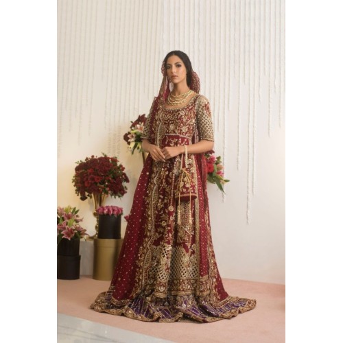 Dark Burgundy Snapdragon Pishwas and Farshi Gharara
