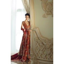 Persimmon Snapdragon Pishwas and Lehenga