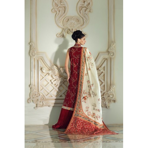 OU Crimson Red Snapdragon Jacket and Lehenga OU Crimson Red Snapdragon Jacket and Lehenga