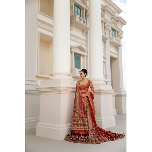 Red-Brown Snapdragon Pishwas and Lehenga Red-Brown Snapdragon Pishwas and Lehenga