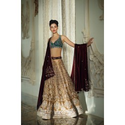 Teal and Gold Snapdragon Choli Lehenga