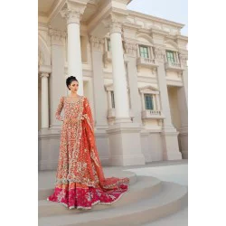 Orange Soda Snapdragon Pishwas and Lehenga