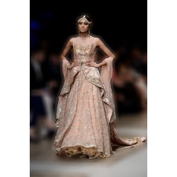 Peach Snapdragon Peplum and Lehenga