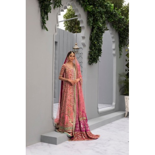 Dark Coral Snapdragon Pishwas and Lehenga