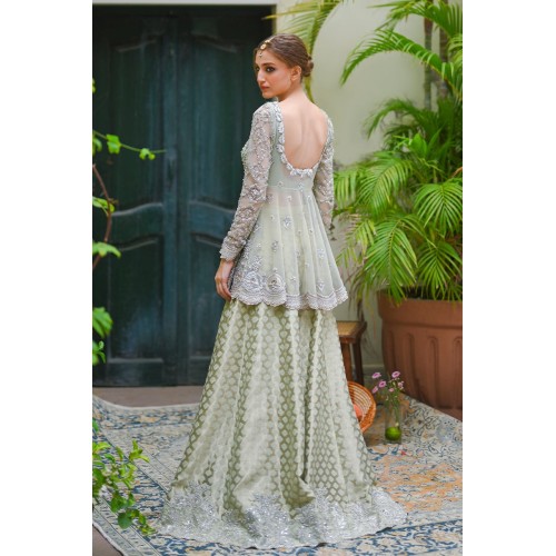 French Gray Snapdragon Peplum and Dhaka Pajama