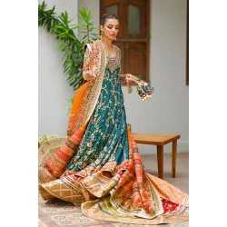 Teal Snapdragon Pishwas and Lehenga