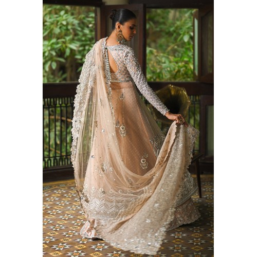 Peach Snapdragon Pishwas and Lehenga