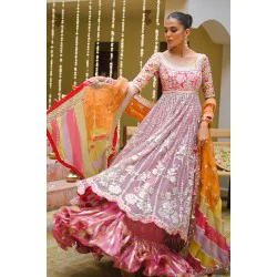 Lilac Snapdragon Pishwas and Lehenga
