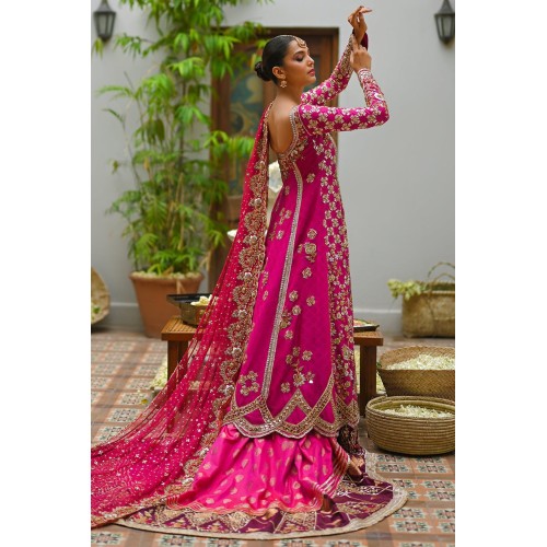 Hollywood Cerise Snapdragon Pishwas and Lehenga