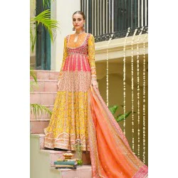 Multi-Color Snapdragon Pishwas for Mehndi Mayun