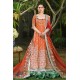 Safety Orange Snapdragon Lehenga for Mehndi Mayun