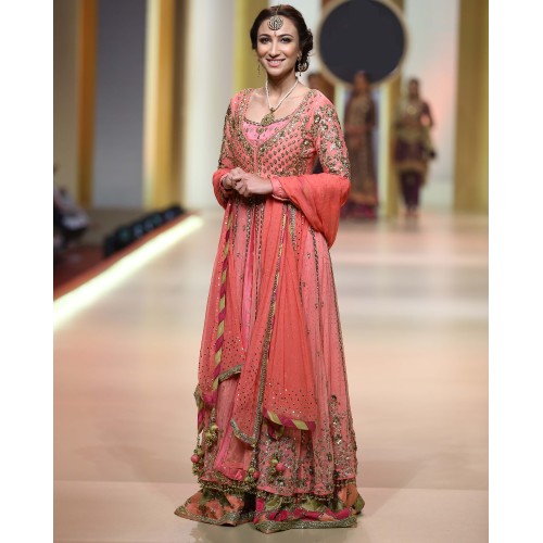 Light Salmon Pink Jazmine Gown and Gharara