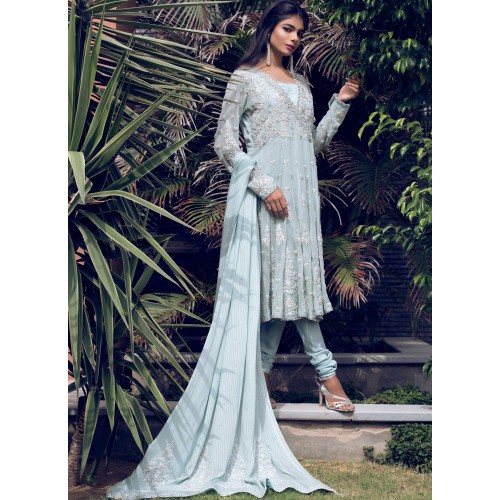 Pale Aqua Jazmine Anarkali