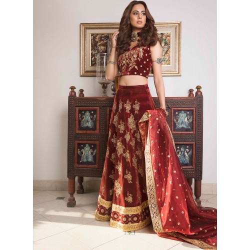 Maroon Jazmine Lehenga Choli Maroon Jazmine Lehenga Choli