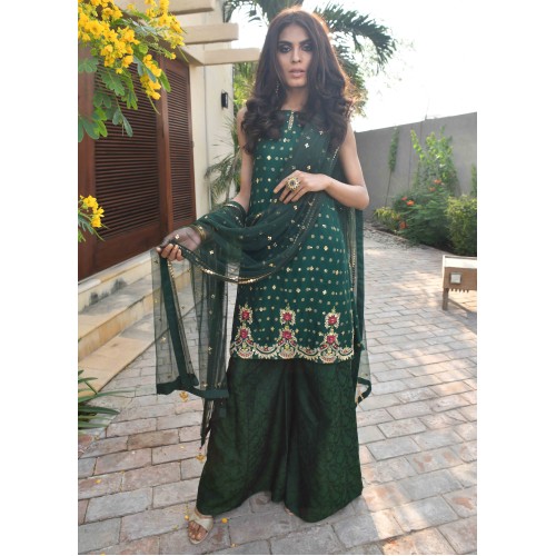 Forest Green Jazmine Party Wear Forest Green Jazmine Party Wear