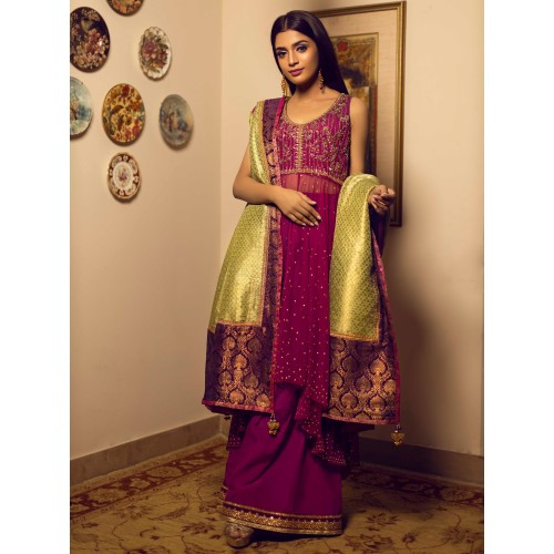 Tyrian Purple Jazmine Anarkali