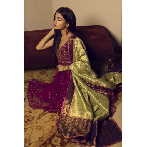 Tyrian Purple Jazmine Anarkali