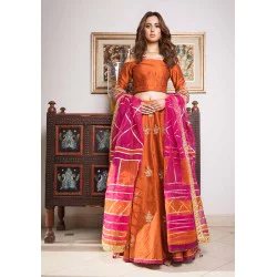 Blaze Orange Jazmine Lehenga Choli