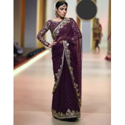 Aubergine Jazmine Saree