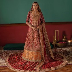 Rojo Tangerine Stokesia Farshi Lehenga