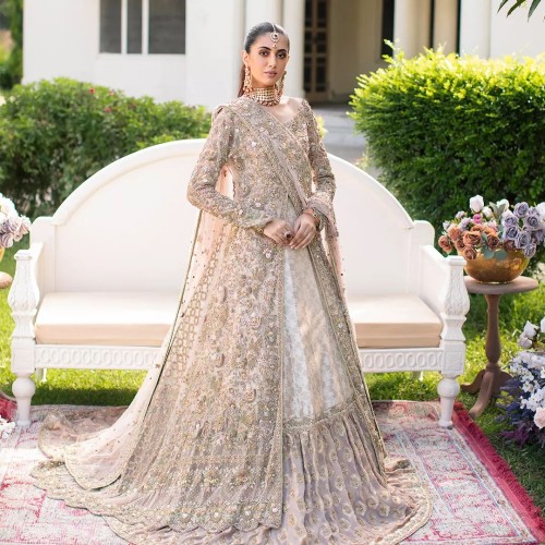 Ice Pink Stokesia Gown and Farshi Lehenga