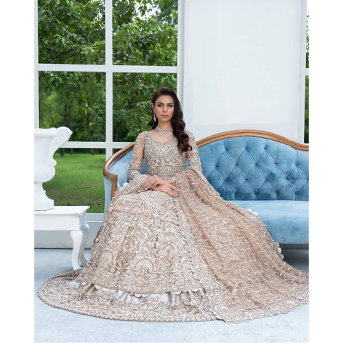 Sultry Beige Stokesia Gown and Lehenga Sultry Beige Stokesia Gown and Lehenga