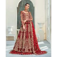 OU Crimson Red Stokesia Gown and Lehenga