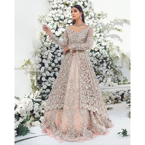 Peach Stokesia Gown and Lehenga Peach Stokesia Gown and Lehenga