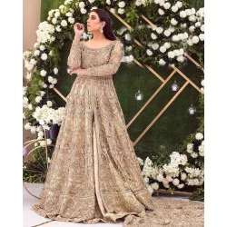 Peach Champagne Stokesia Gown and Lehenga