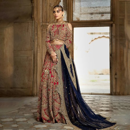 NCS Red Stokesia Choli Lehenga NCS Red Stokesia Choli Lehenga
