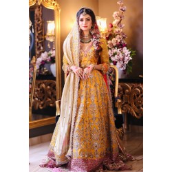 Gamboge Stokesia Lehenga Choli for Mehndi Mayun