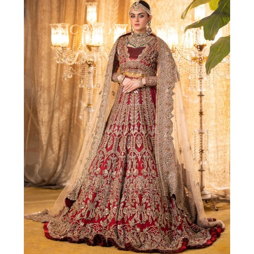 NCS Red Stokesia Lehenga and Choli