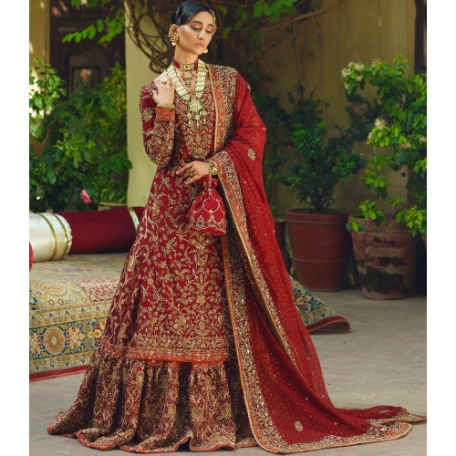 Barn Red Stokesia Farshi Lehenga