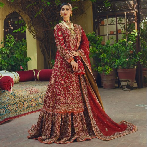 Barn Red Stokesia Farshi Lehenga