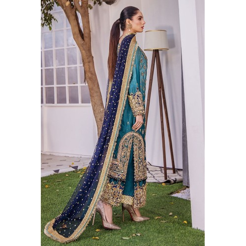 Light Turquoise and Teal Stokesia Party Wear