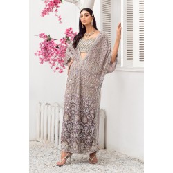 Pink Smoke and Eggplant Stokesia Kaftan