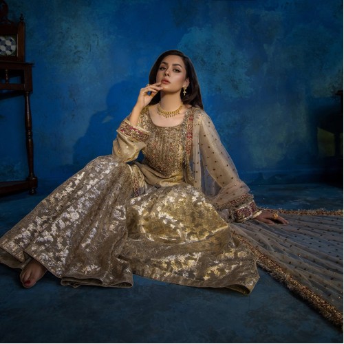 Antique Gold Stokesia Gharara