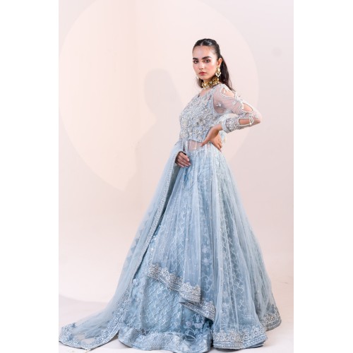 Baby Blue Eyes Stokesia Gown and Lehenga